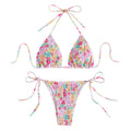 Sexy floral print halter bikinis sets biquini high waist | SAMAG