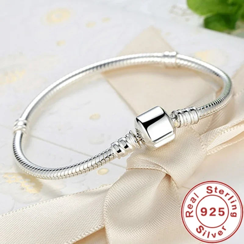 925 Sterling Silver Snake Chain DIY Charm Bracelet for Women Gift Jewelry with Bracelets for Women браслет серебряный