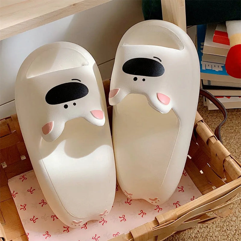 Women Thick Soft-Soled Slippers Platform Cute Animals Design Summer Indoor Non-Slip Bathroom Couples Comfortable Casual Home New