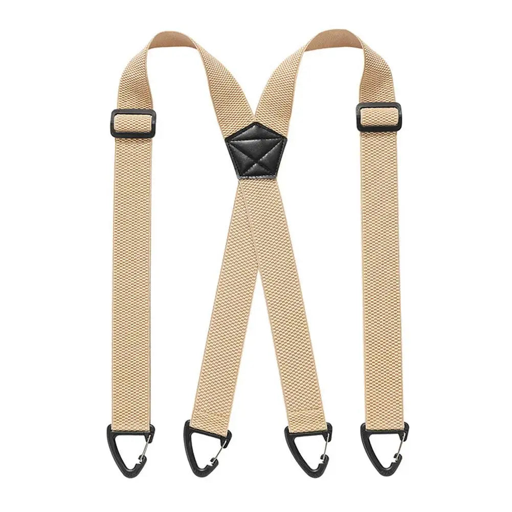 Heavy Duty Work Suspenders Adjustable X Shape Tactical Tool Belt Strap Men Elastic Wide Pant Clamps Cargo Clip