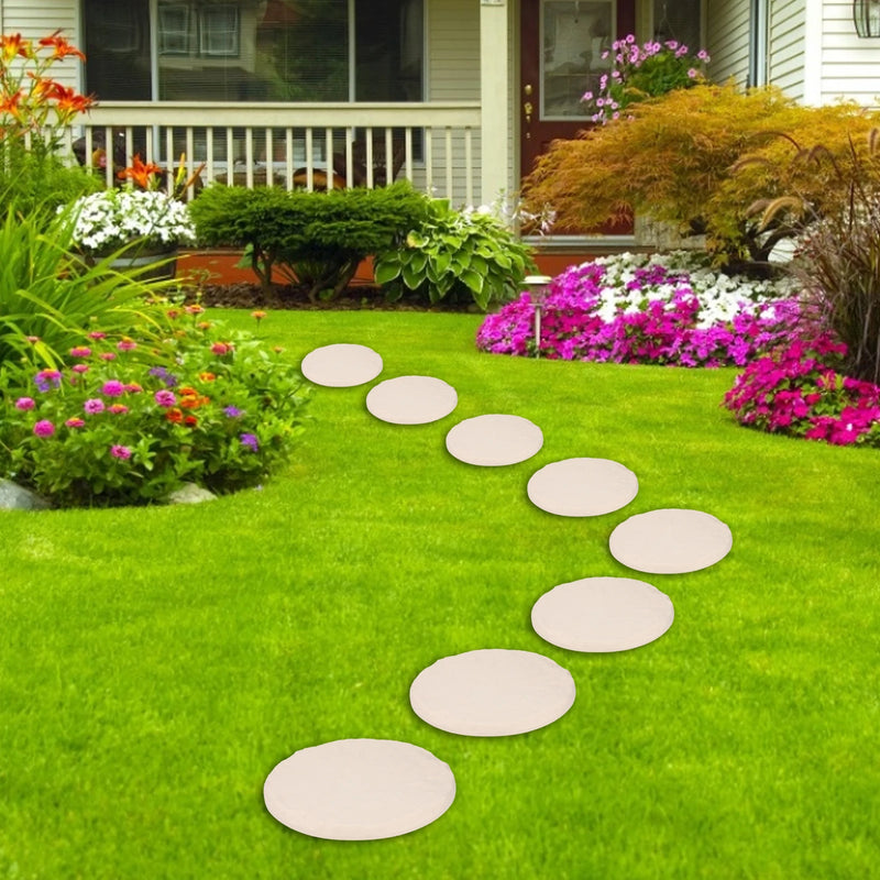 Outdoor Step Stones Decorative Polypropylene Resin Stepping Stones with Ground Stakes for Lawn Garden Pathway Round Step Stones