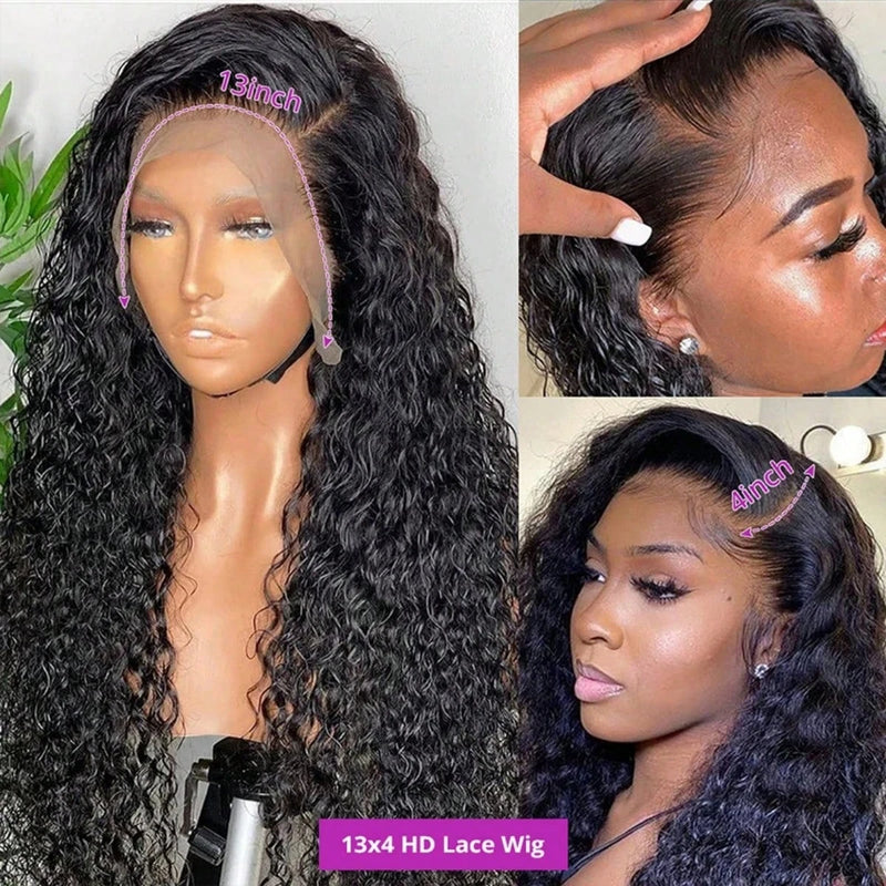 42inch 13x4 13x6 Deep Curly Lace Frontal Wig 250% Density Human Hair Pre Plucked Brazilian Human Hair Wigs For Women