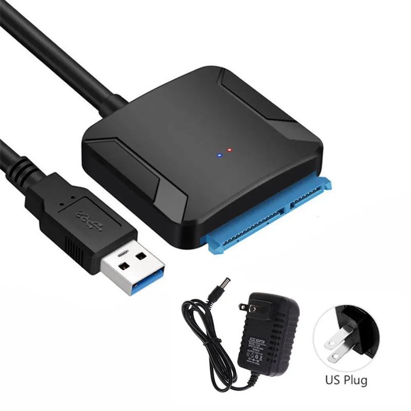 SATA to USB 3.0 Adapter Cable for 3.5/2.5 Inch SSD HDD SATA III Hard Drive Disk Converter Support UASP with 12V Power Adapter