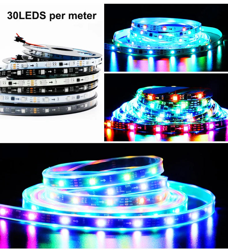 SK6812 RGBW Led Strip Light 4 in 1 Similar WS2812B 1m 5m 30 60 144 LEDs Individual Addressable RGBWW Led Lights IP30 65 67 5V12V