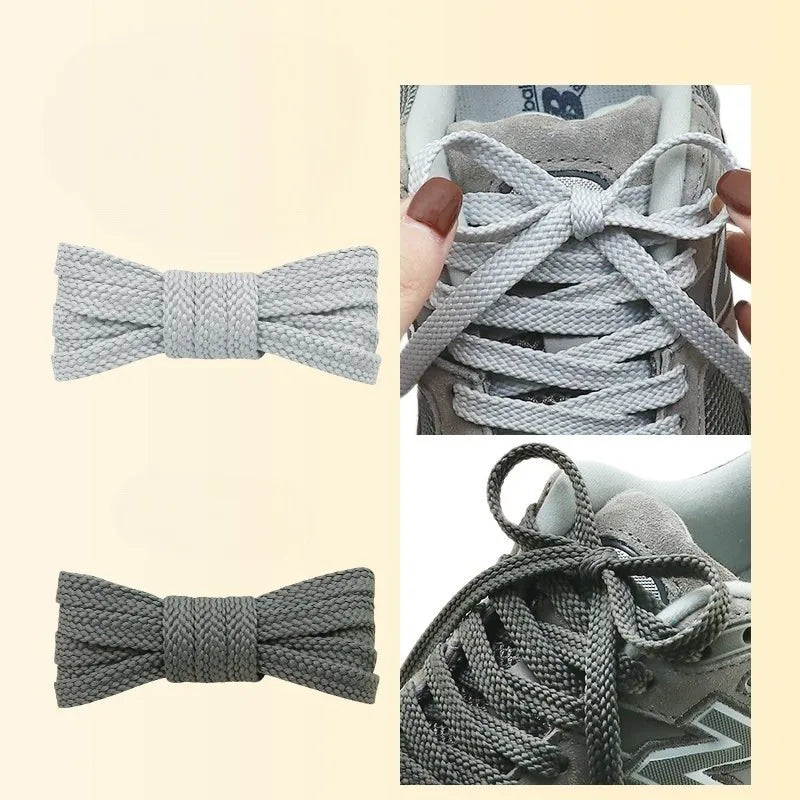 Flat Shoelaces Solid Neutral Color Replacement Shoe Strings Suitable for Sneakers Dad Shoes