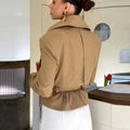 Elegant Solid Trench Skirt Set Women Lapel Double Breasted Belted Jacket A-line Maxi Skirts 2026 Autumn New Lady Fashion Outfit