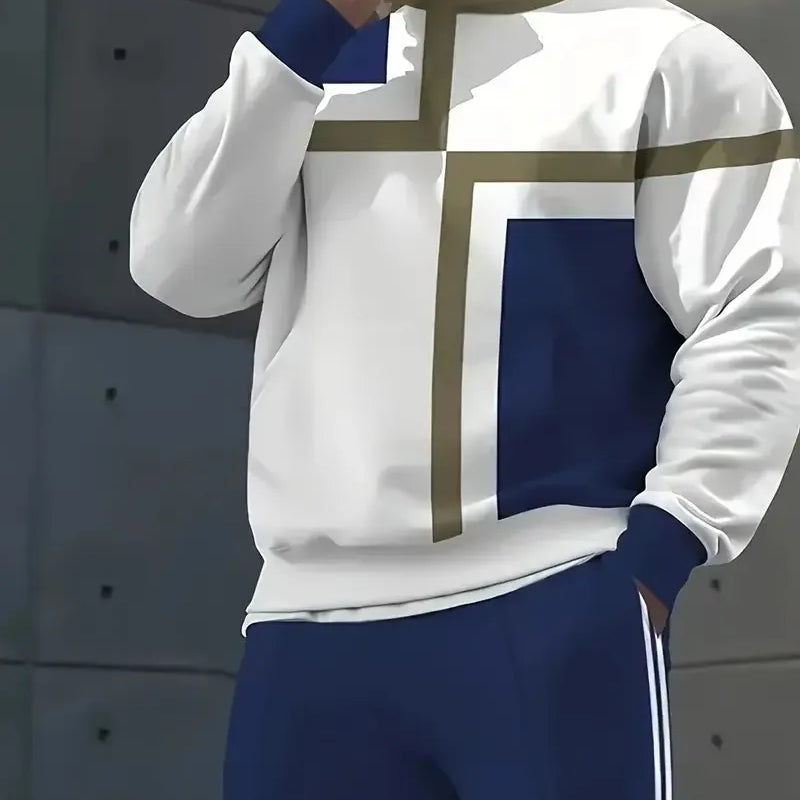 The new men's set for Spring and Autumn features a casual fashionable comfortable and soft 3D checkered - View 3 | SAMAG