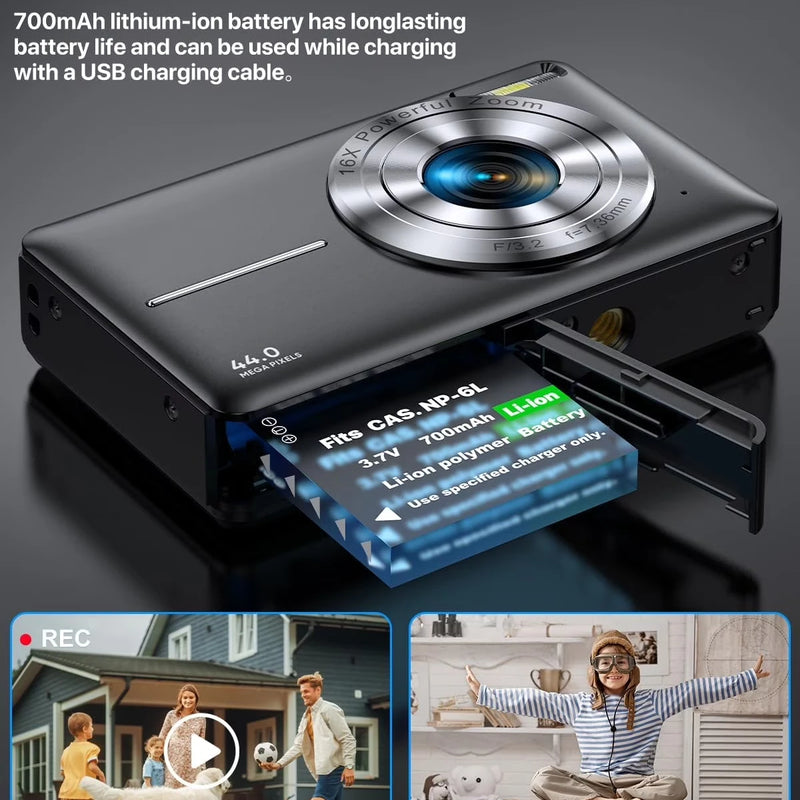 Digital Camera FHD 1080P Digital Camera for Kids Video Camera with 32GB Card 16X Digital Zoom Compact Point and Shoot Camera