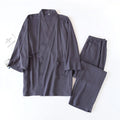2026 Men's Japanese Kimono Robes Sets Cotton Linen Pajamas Two-piece Set Couple Loose Bathrobes Sweat Steaming Home Service Suit