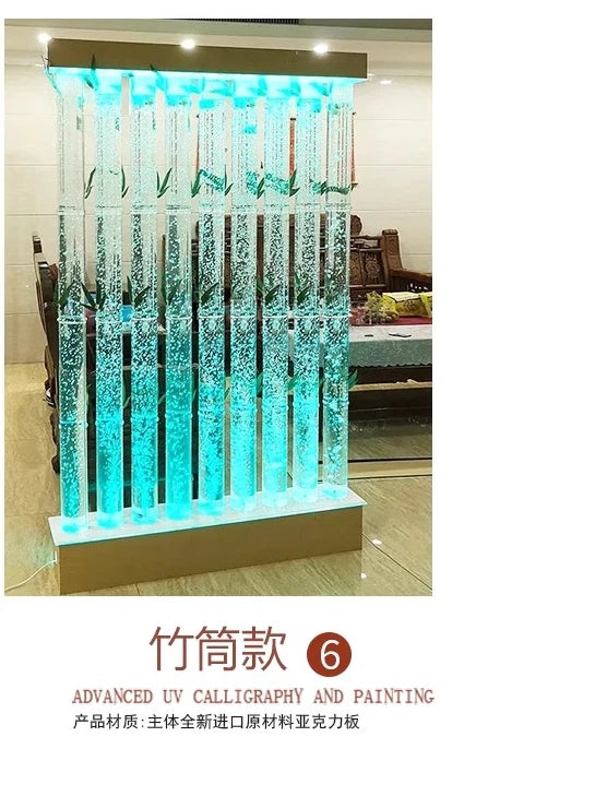 Water curtain wall, running water screen partition company, family entrance acrylic calligraphy and painting flat wine cabinet