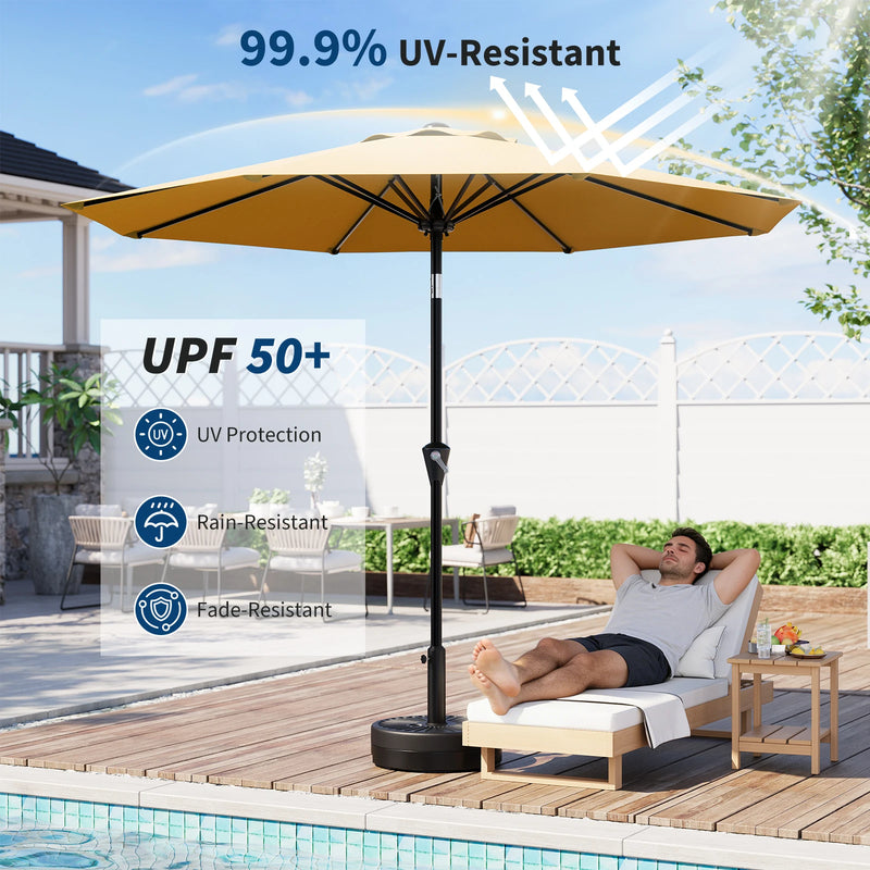 9FT Patio Market Umbrella, UPF 50+ UV Protection Outdoor | SAMAG