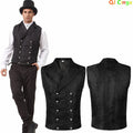 Men's Black Suit Vest; Jacquard Fabric, Double-breasted, Sleeveless, V-neck Vests; Available in White, Blue, and Champagne.
