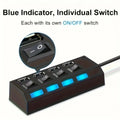 USB 2.0 Hub 4/7 Port Splitter Power Adapter With ON/OFF Switch Multiple Expander HUB For PC Laptop MacBook Desktop Accessories