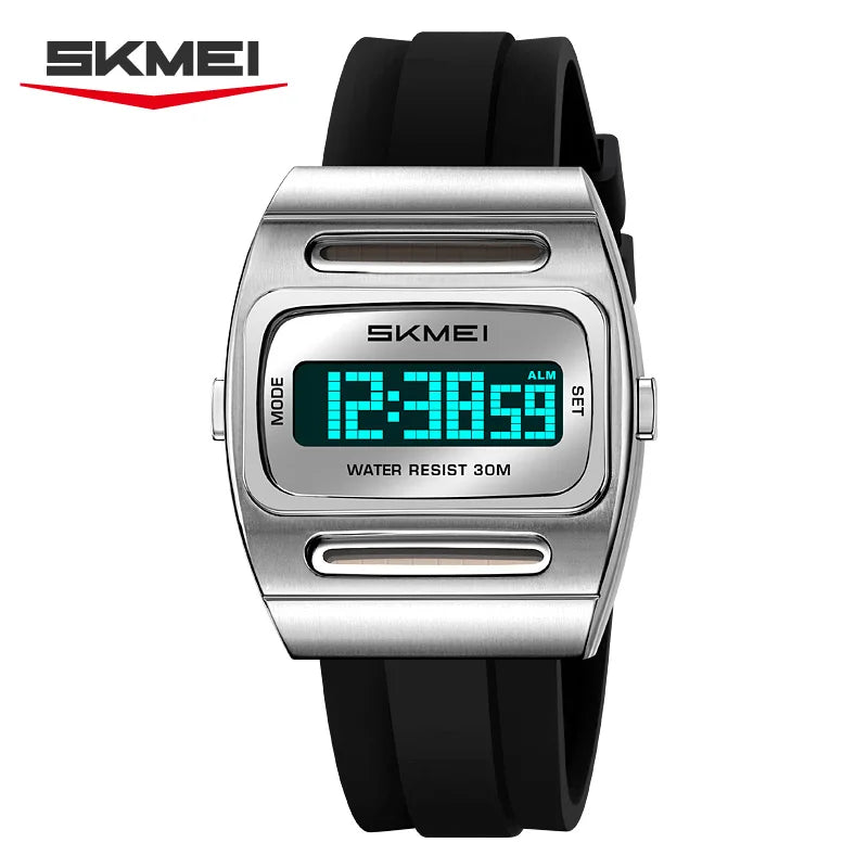 2563 Solar Power Casual Digital Sport's Watches Silicone Strap Led Waterproof Electronic Alarm Clock Gift - Visuel 2 | SAMAG