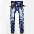 Fashionable New Men's Motorcycle Jeans Pleated Holes | SAMAG