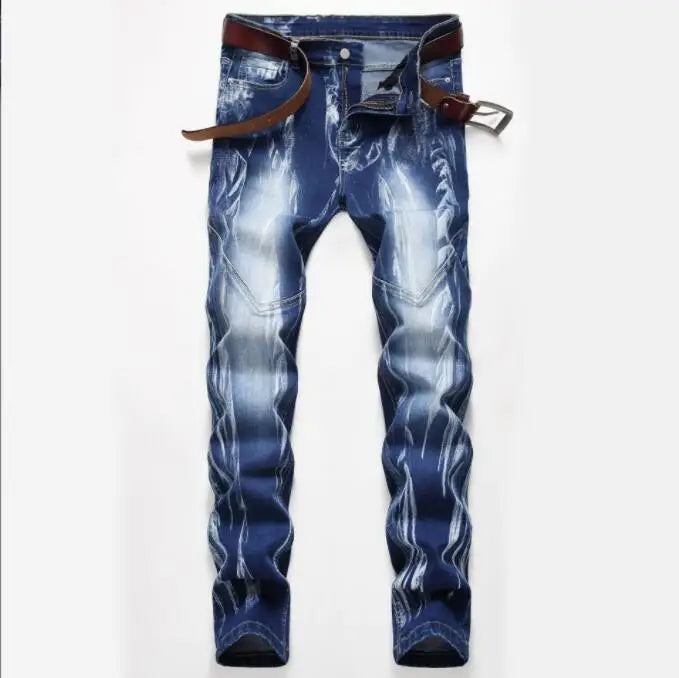 Fashionable New Men's Motorcycle Jeans Pleated Holes | SAMAG