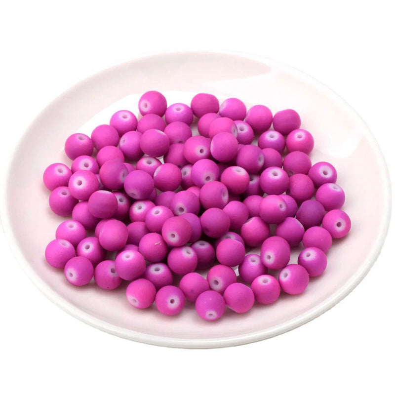 OlingArt Rubber Glass Beads High 6MM Quality 100PCS/Lot Candy Color Neon Matte Loose Handmade DIY Jewelry Making Bracelet