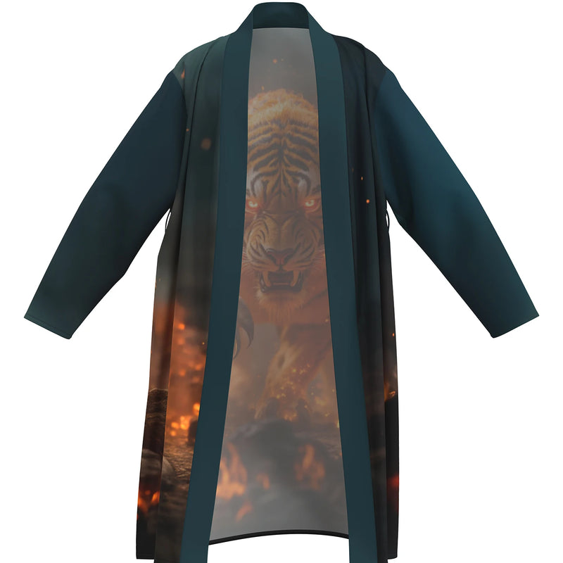 2026 Spring and Autumn New Men's Pajamas 3D Digital Printed Fierce Tiger Pattern Non-Fading Home Bathrobe Long Long Sleeve Pajam
