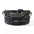 4Pcs/ Set Braided Wrap Leather Bracelets for Men Vintage Life Tree Rudder Charm Wood Beads Ethnic Tribal Wristband Rope Bracelet