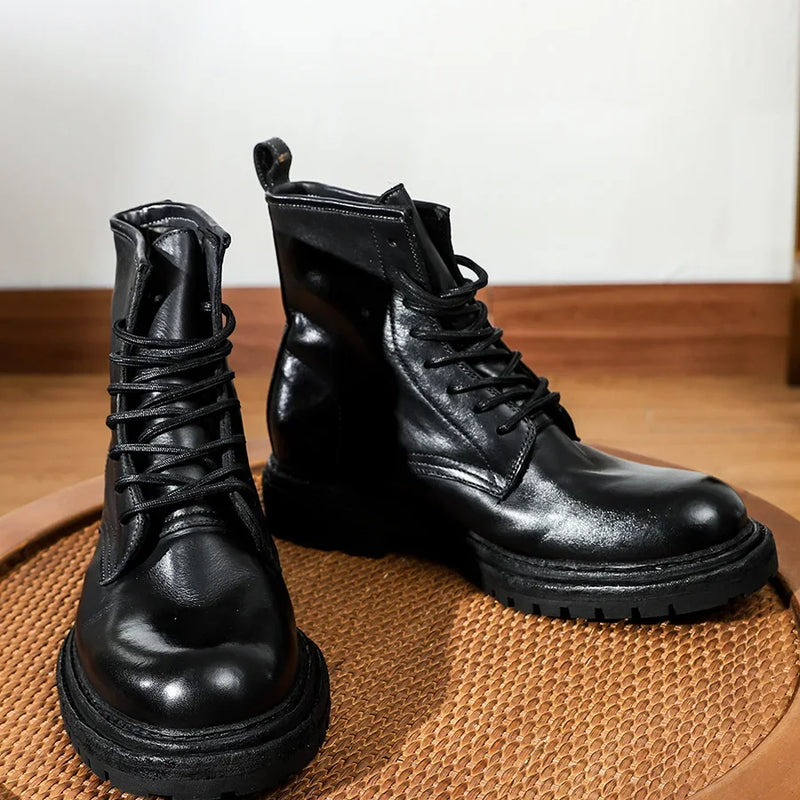 Goodyear welted Heavy Industry Horse Leather Retro  Boots High Top leather sole couple designer women Boots