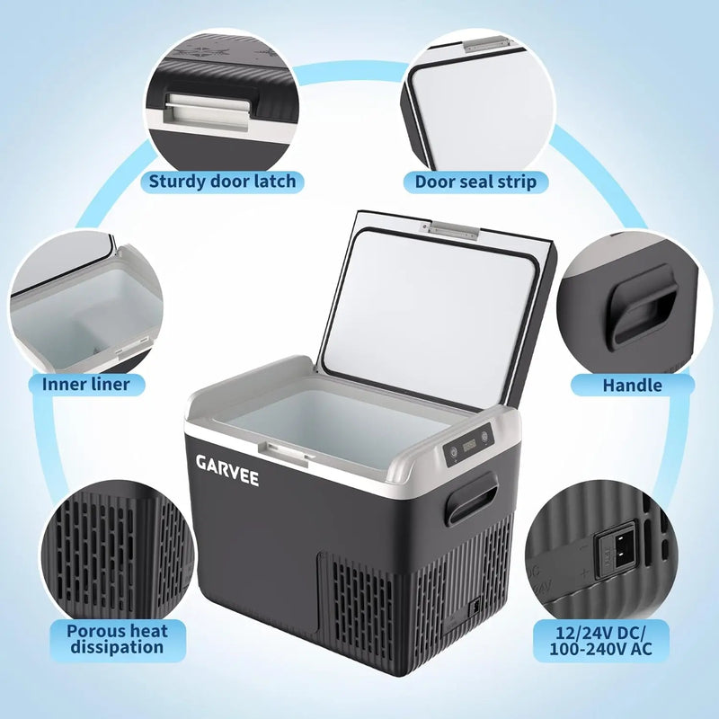 19 Quart Portable Car Refrigerator, 12V/24V DC & 100-240V AC Compressor Freezer, -4°F~68°F Fast Cooling Mini Fridge for Car, Camping, Travel, RV, Truck, Home Use