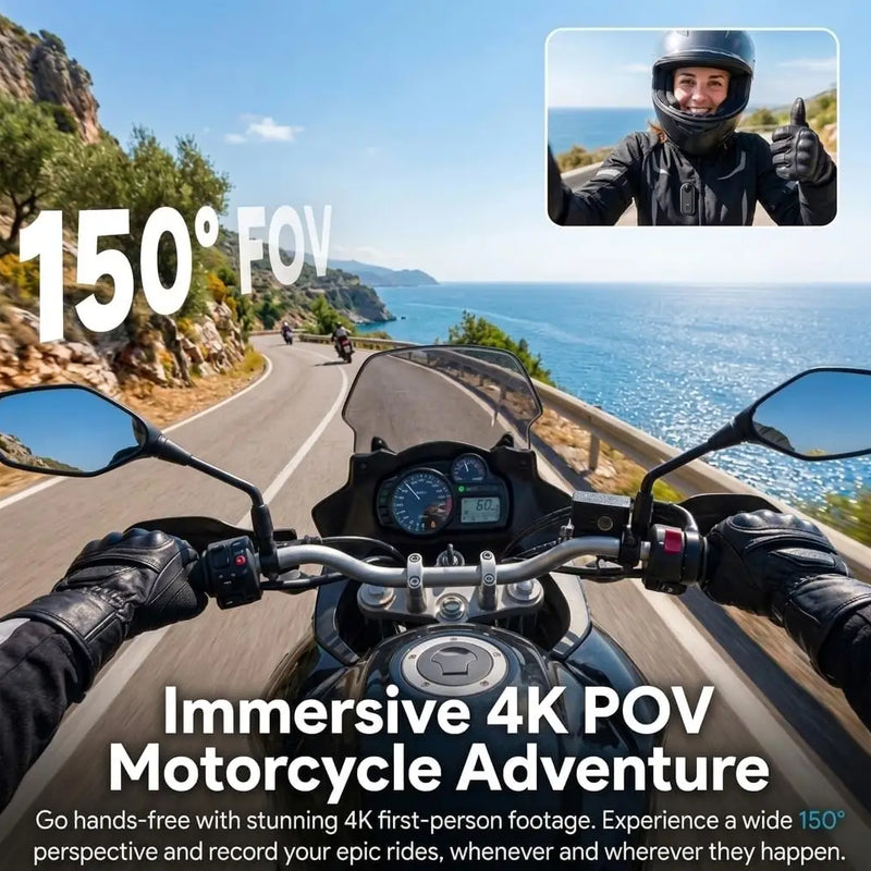 4K UHD Motorcycle Mini Action Camera Body POV Magnetic 30M Waterproof  2.4G WiFi Small Action Video vlogging Camcord Helmet Bike