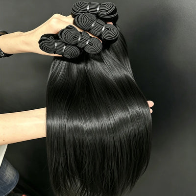 100% Raw Human Hair Weave Extensions 30 32 Inch Bone Straight Vietnamese Hair Bundles 16A Double Drawn Natural Black Color 3 4 Pcs Remy Hair Bundle For Women
