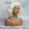 Short Bob Lace Wig Blonde Curly Synthetic Lace Front Wig For Women Natural Hairline Heat Resistant Synthetic Wigs