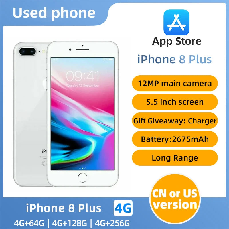 Apple iPhone 8 Plus iOS 5.5 Inch 256GB ROM All Colours in Good Condition Original Used Phone
