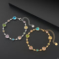 JOVO LOVE Colorful Lover Album Heart Crystal Bracelet for Women Stainless Steel Exquisite Metal Chain Bangles Popularity Jewelry