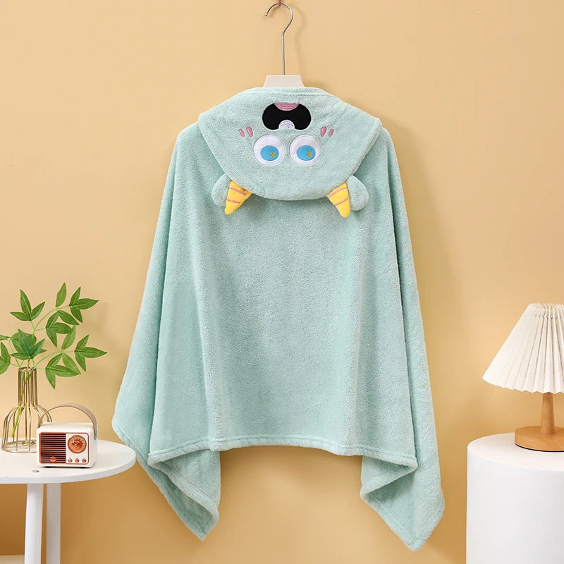1 Comfortable and Multifunctional Hooded Bath Towel, Absorbent and Soft, with Cute Cartoon Animal Designs, Suitable for Use as a Bathroom Robe, Nap Blanket, and for Occasions Such as Christmas and New Year