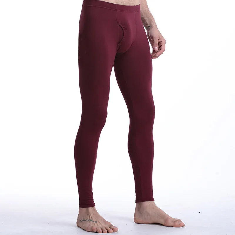 Brand Men Long Johns Tight Underwear Men Sexy U Convex Penis Pouch Leggings Gay Comfort Homewear Lounge Pants Thermal Underpants