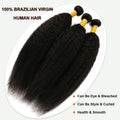 100% Human Hair Indian 12A Kinky Straight 1/3/4 Bundles Raw Virgin Unprocessed Yaki Straight Double Weft Bulk Braiding Hair