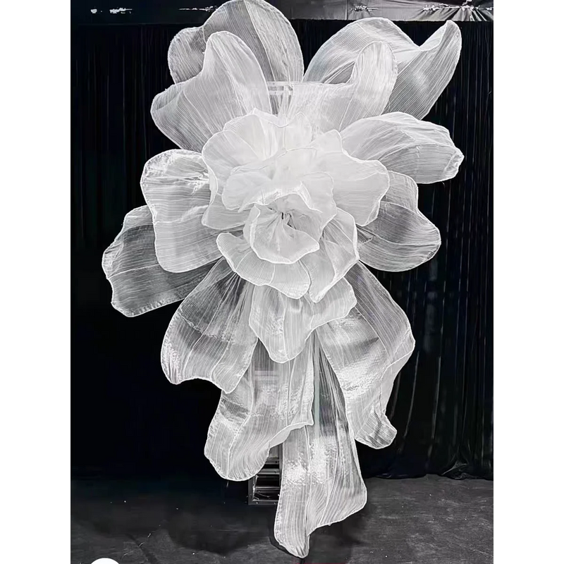 Wedding Props Giant Floral Organza Iris Flowers Artificial Wedding Backdrop Hall Hanging Decor Gauze Flower Party Window Display