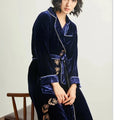 19 Momme Heavyweight Silk Long Robe for Women 100% Mulberry Silk Velvet Long Sleeve Bathrobe Thickened Warm Kimono for Winter PJ