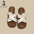 FOXER 2026 New Summer Women's Slippers Solid Color Fashion Outside Flat Low Heels Lightweight Female Non Slip Shoes All-match