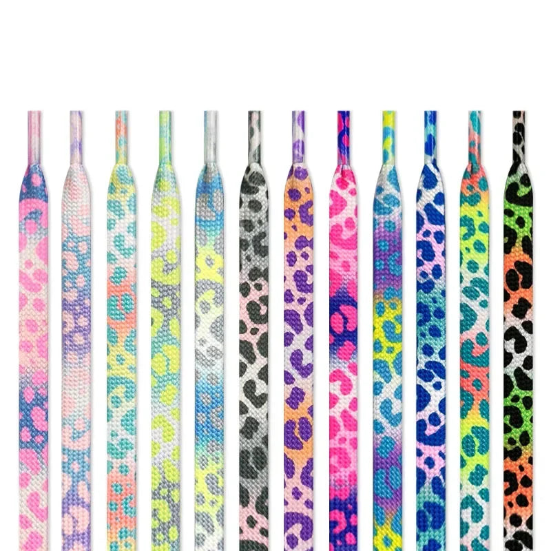 Colorful Shoelaces Leopard Print Fashion Flats Shoe Laces For Sneakers Washable Without Fading Shoes Accessories Shoestring