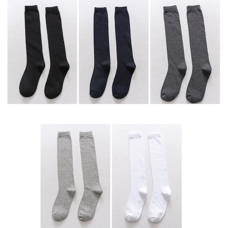 Men Long Socks Knee High Cotton Solid Business Soft | SAMAG