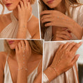Luxury Minimalist Gold Plated Thin Chain Finger Ring Hand Bracelets for Women, Party Elegant Stainless - Visuel 2 | SAMAG