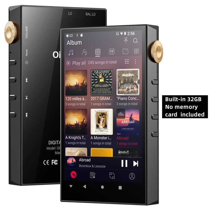 32G/160GB HiFi Hi-Res Audio Player，Bluetooth and WiFi, 4.4mm Balanced, Dual ESS DAC, 4.02" Digital DSD512 Lossless Spotify