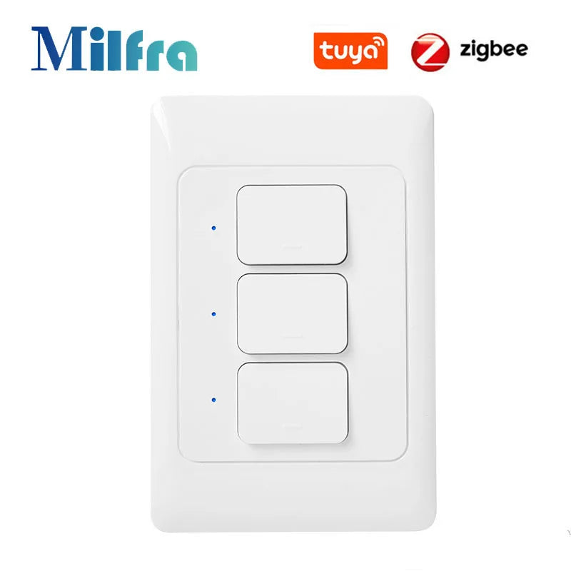 Tuya Zigbee Smart Wall Switch With Neutral Wire Optional Push Button Physical Light Switch Voice Control Google Home Alexa