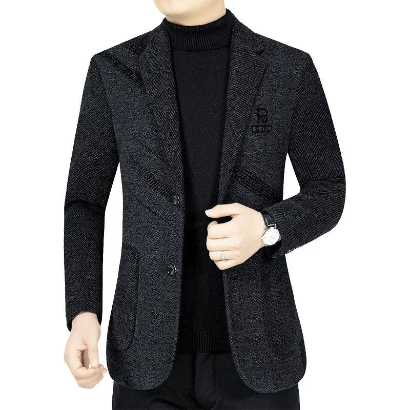 2026 Spring/Summer New Style Cashmere Mid-Aged Men's High-End Casual Suit Father's Wear Suit Single Piece Outerwear