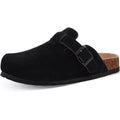 Comwarm Arch Support Unisex Clogs Slippers With Adjustable Metal Buckle Vegan Suede Mules Anti-slip Cork Footbed Potato Shoes