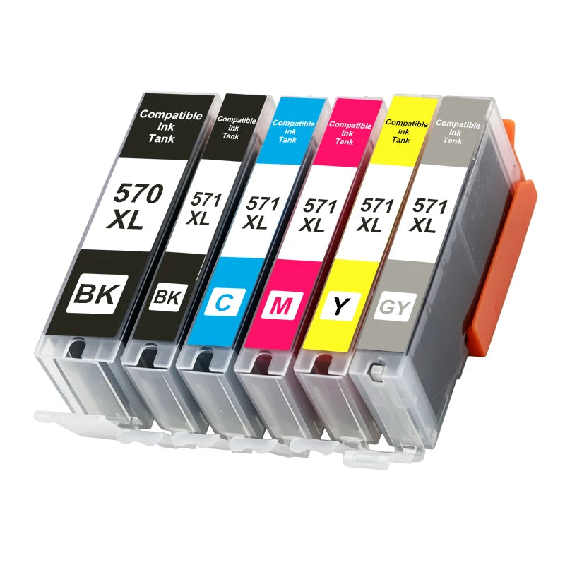 1SET 570 571 PGI-570 CLI-571 Ink Cartridge Compatible For Canon PIXMA MG5750  MG5751 MG5752 MG6850 TS6050  TS5050 TS5051 Printer