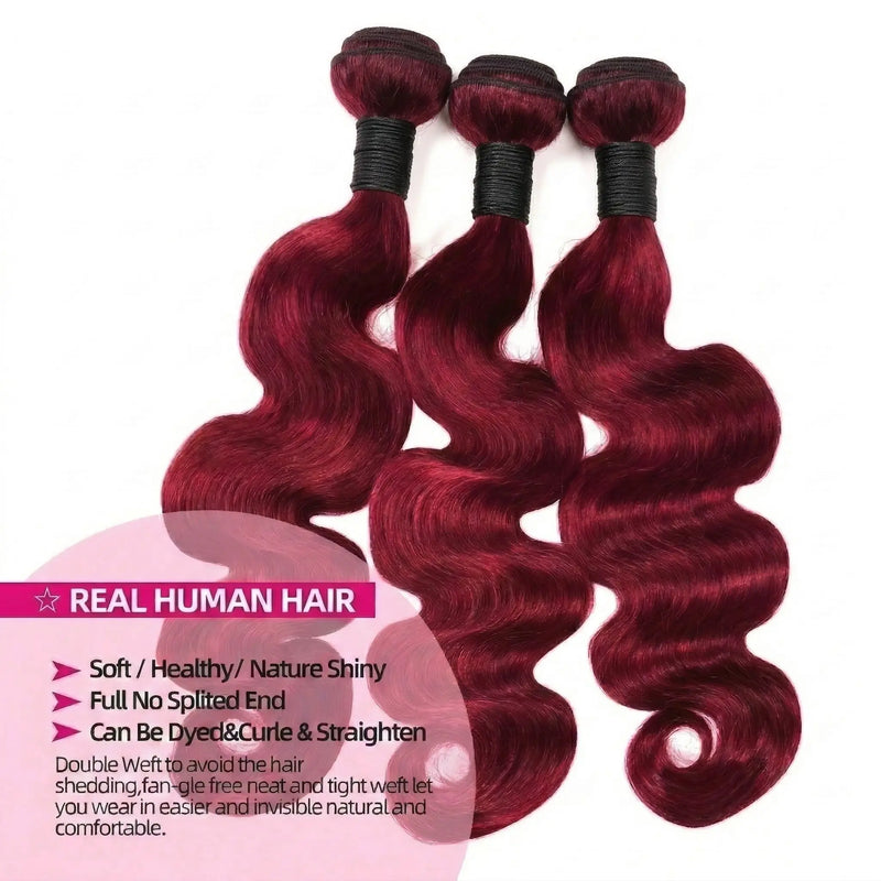 14A 99J Burgundy Body Wave Bundles Human Hair Brazilian Unprocessed 30 36 Inch Virgin Weave Raw Hair 98% Human Hair Bundles Extensions