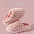 Women's Winter Plush Slippers Fleece-Lined Indoor House Shoes with Thick Sole Anti-Slip Odor-Control Feature for Couples