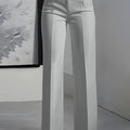 Women High Waisted Wide Leg Office Trousers, Solid Black - View 3 | SAMAG