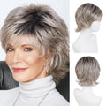 Women's Fashion Short Wigs Natural Synthetic Hair Mixed Blonde Pixie Cut Layered Wig with Bangs Heat Resistant Daily Party Use