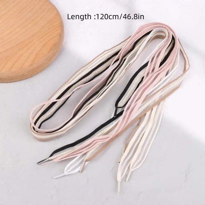 2cm Bow Wide Flat Shoelaces Fish Silk Transparent Striped Shoelaces Sneaker Black Sport Training Shoes Casual Shoes Laces
