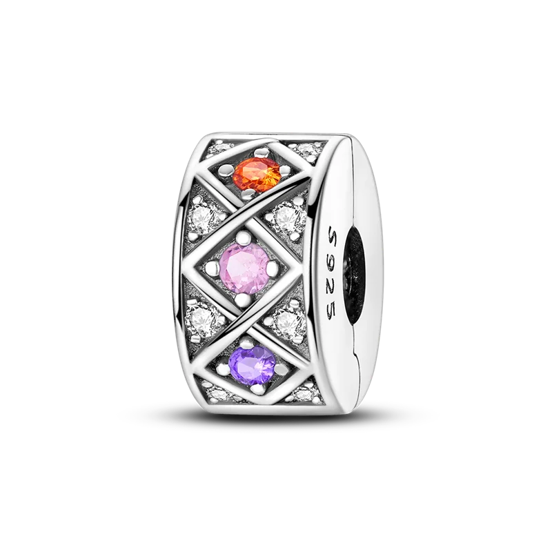 Silver Clasp 925 Sterling CZ Pave Clip Charms Daisy Beads | SAMAG